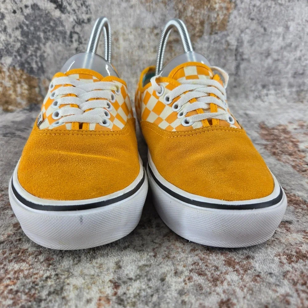 Vans ComfyCush Sneakers 7.5 Orange Yellow Checkerboard Zinnia Suede Skate Shoes
